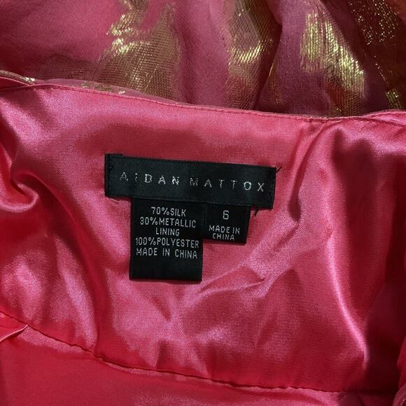 Aidan Mattox Silk Metallic Halter Cocktail Dress Pink Gold Size 6 - Picture 8 of 11